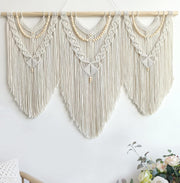 Large Boho Macrame Wall Hanging 43"x32" Cotton Tapestry Decor4 - Kwikley