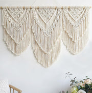 Large Boho Macrame Wall Hanging Cotton Tapestry Decor beige - H - Kwikley