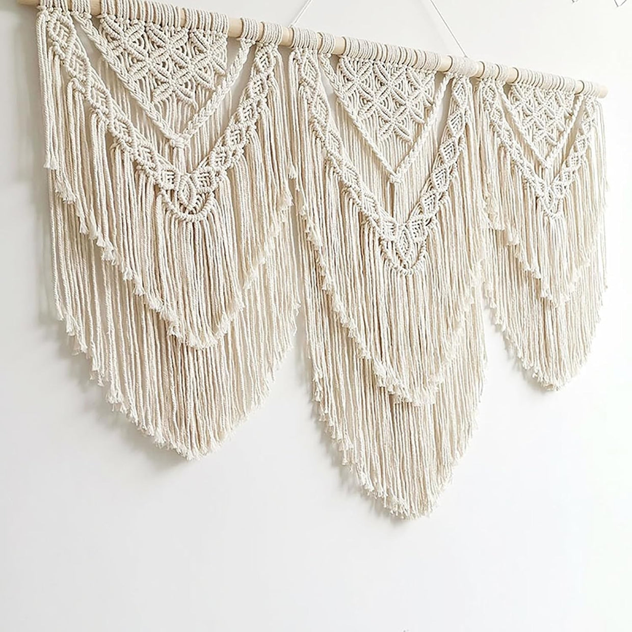 Large Boho Macrame Wall Hanging Cotton Tapestry Decor beige - H - Kwikley