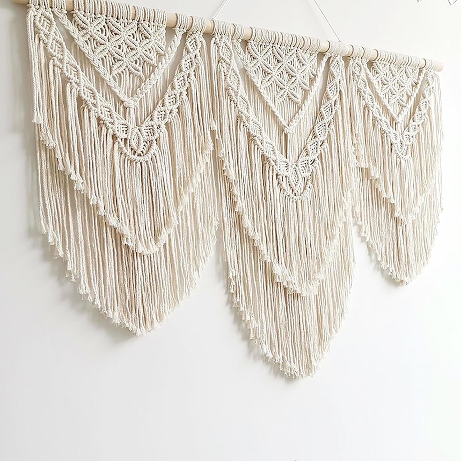 Large Boho Macrame Wall Hanging Cotton Tapestry Decor beige - H - Kwikley