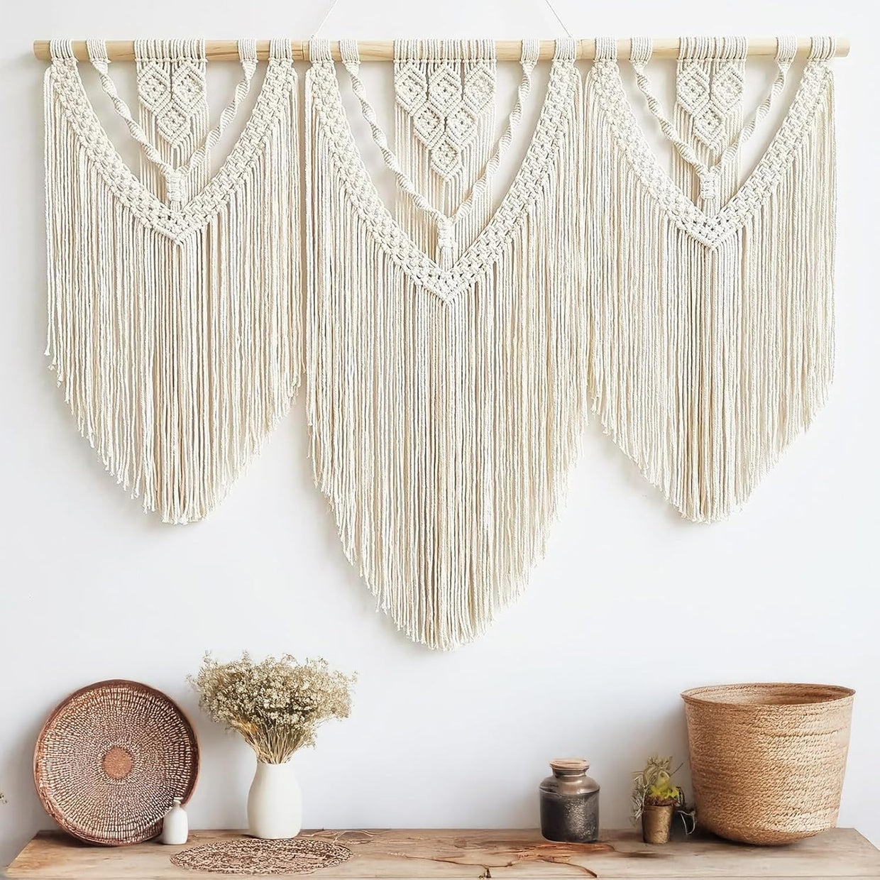 Large Boho Macrame Wall Tapestry 110x82cm Bedroom & Balcony - Kwikley