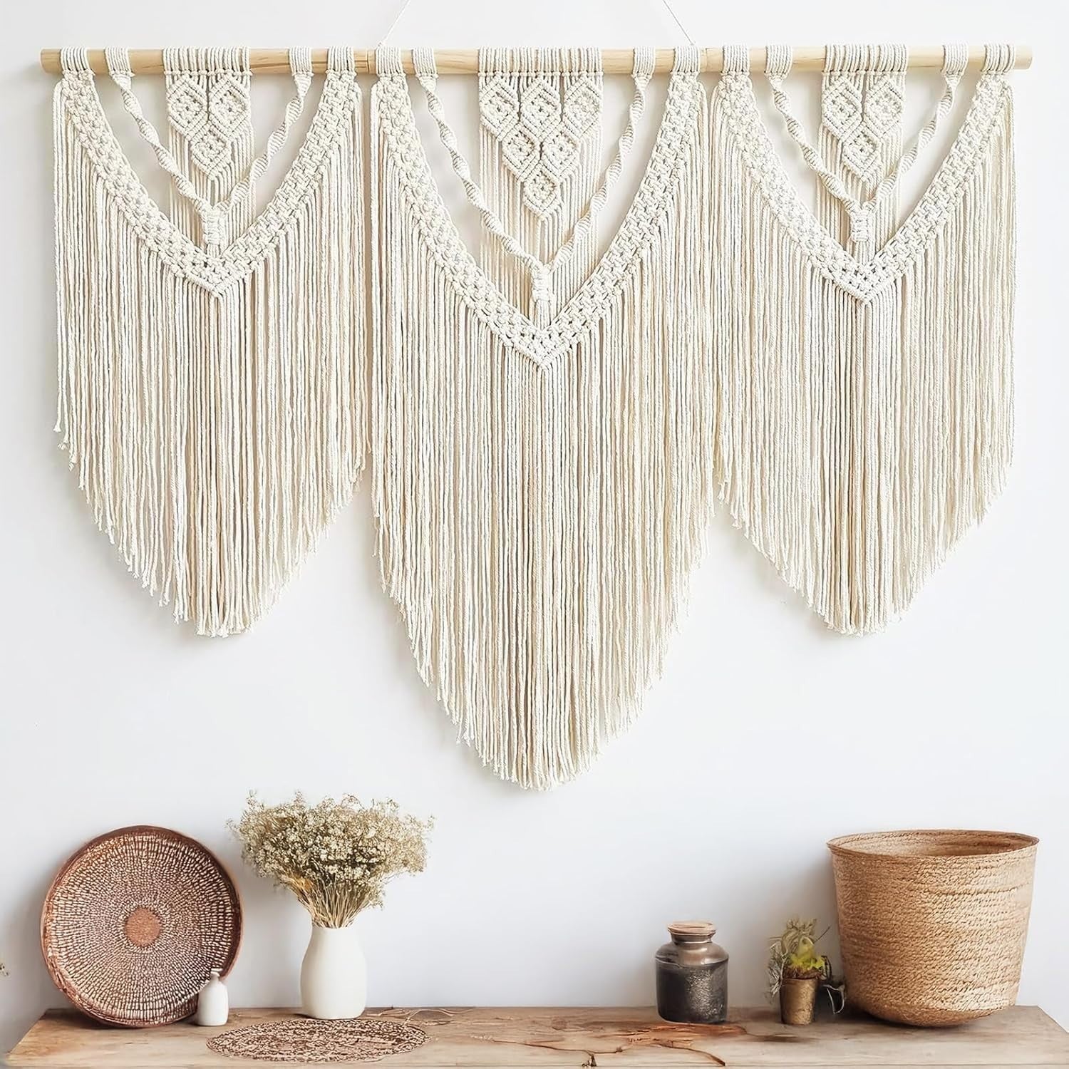 Large Boho Macrame Wall Tapestry 110x82cm Bedroom & Balcony - Kwikley