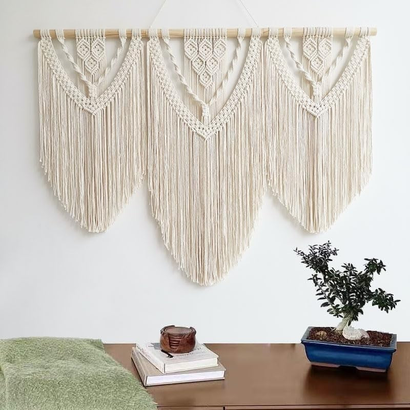 Large Boho Macrame Wall Tapestry 110x82cm Bedroom & Balcony - Kwikley
