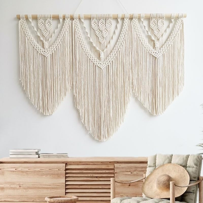 Large Boho Macrame Wall Tapestry 110x82cm Bedroom & Balcony - Kwikley