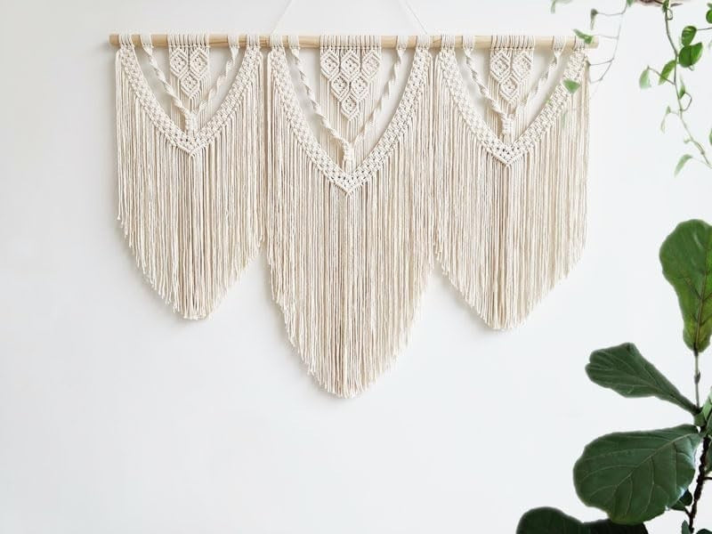 Large Boho Macrame Wall Tapestry 110x82cm Bedroom & Balcony - Kwikley