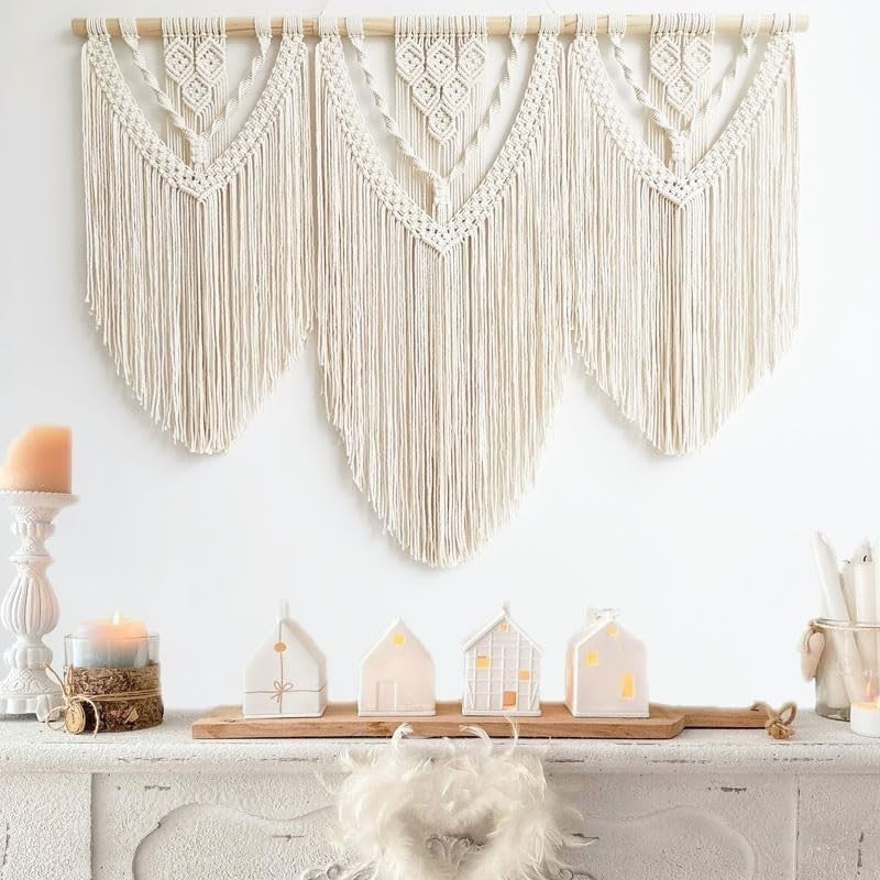 Large Boho Macrame Wall Tapestry 110x82cm Bedroom & Balcony - Kwikley