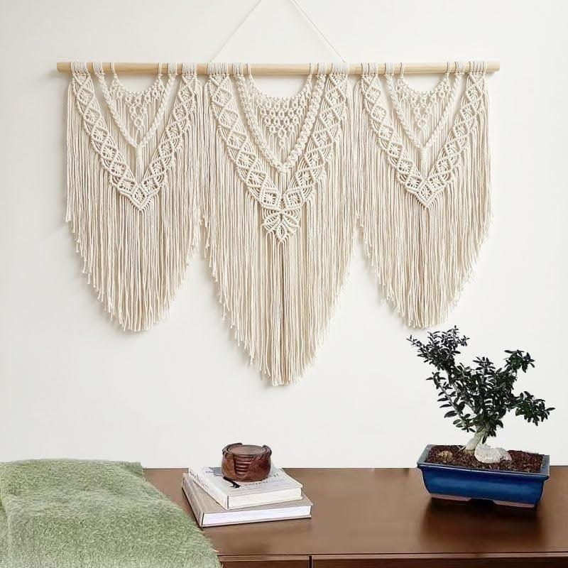 Large Boho Macrame Wall Tapestry 110x82cm Bedroom Decor for woman - Kwikley