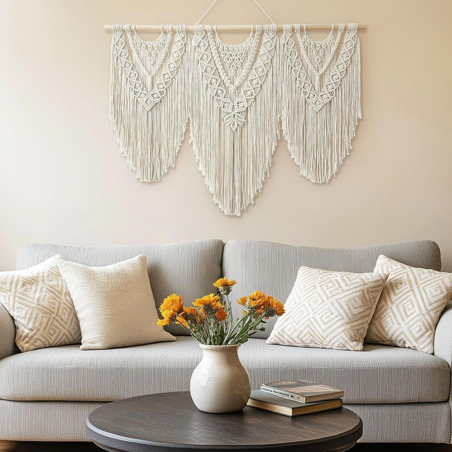 Large Boho Macrame Wall Tapestry 110x82cm Bedroom Decor for woman - Kwikley