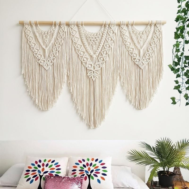 Large Boho Macrame Wall Tapestry 110x82cm Bedroom Decor for woman - Kwikley