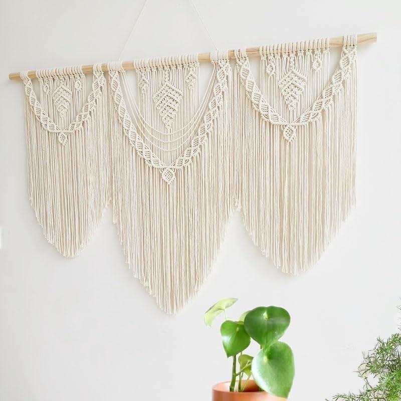 Large Boho Macrame Wall Tapestry 110x82cm Bedroom Decor gift for women - Kwikley