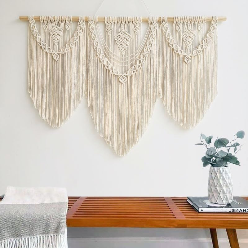 Large Boho Macrame Wall Tapestry 110x82cm Bedroom Decor gift for women - Kwikley