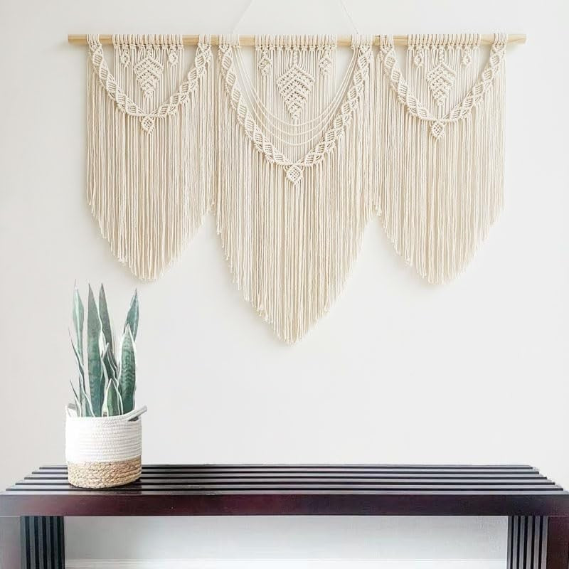 Large Boho Macrame Wall Tapestry 110x82cm Bedroom Decor gift for women - Kwikley