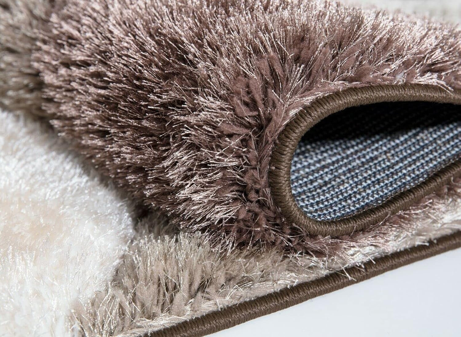 Large Brown Beige Geometric Shaggy Rug 160x230cm Soft Non Shed Area Carpet - Kwikley