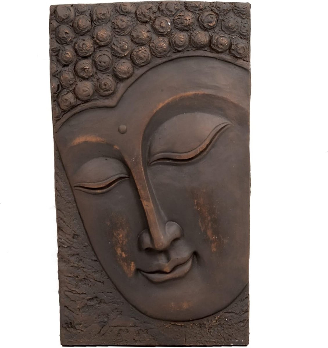 Large Buddha Wall Plaque 56cm Bronze Effect Garden Art - Kwikley