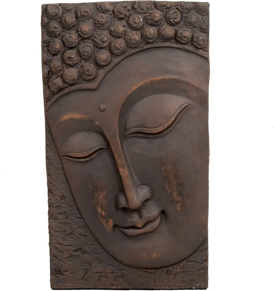 Large Buddha Wall Plaque 56cm Bronze Effect Garden Art - Kwikley