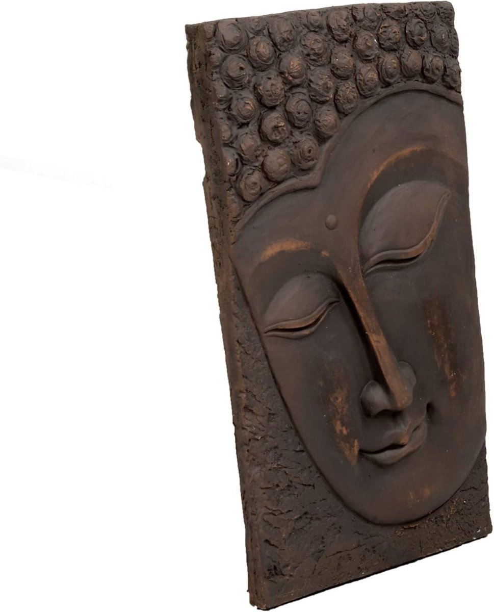 Large Buddha Wall Plaque 56cm Bronze Effect Garden Art - Kwikley