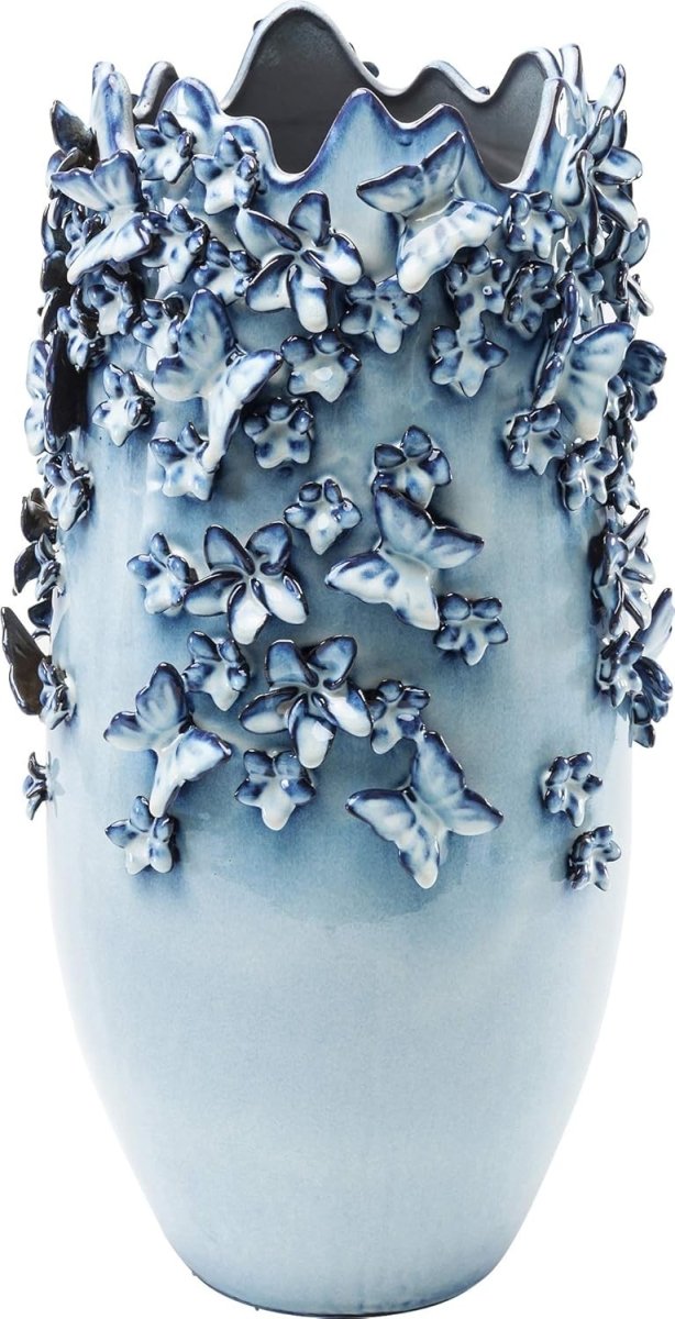 Large Butterfly Ceramic Vase 50cm Blue Sculptural Floor Home Decor - Kwikley