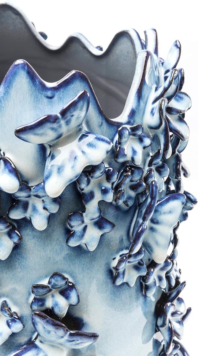 Large Butterfly Ceramic Vase 50cm Blue Sculptural Floor Home Decor - Kwikley