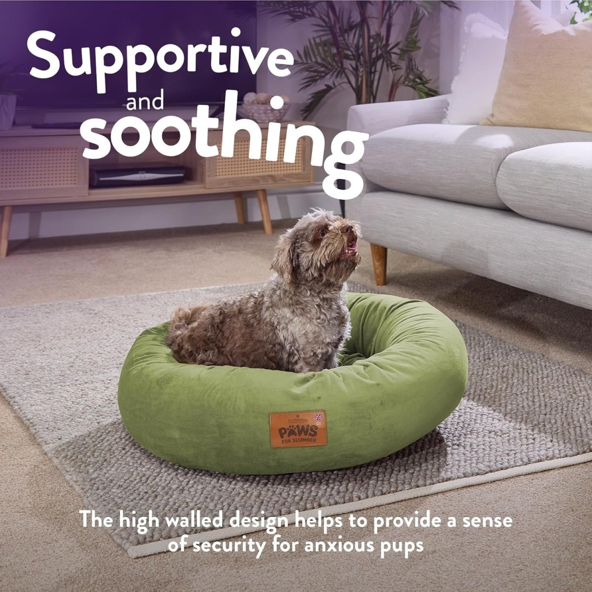 Large Calming Donut Dog Bed 75cm Washable Non Slip - Kwikley