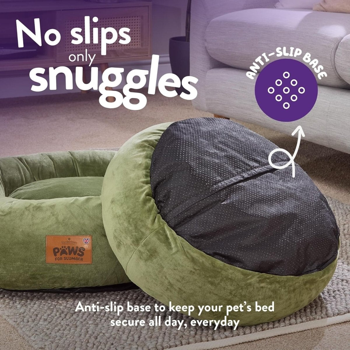 Large Calming Donut Dog Bed 75cm Washable Non Slip - Kwikley