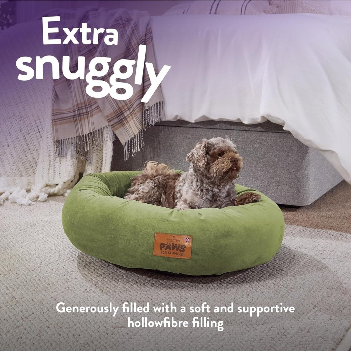 Large Calming Donut Dog Bed 75cm Washable Non Slip - Kwikley