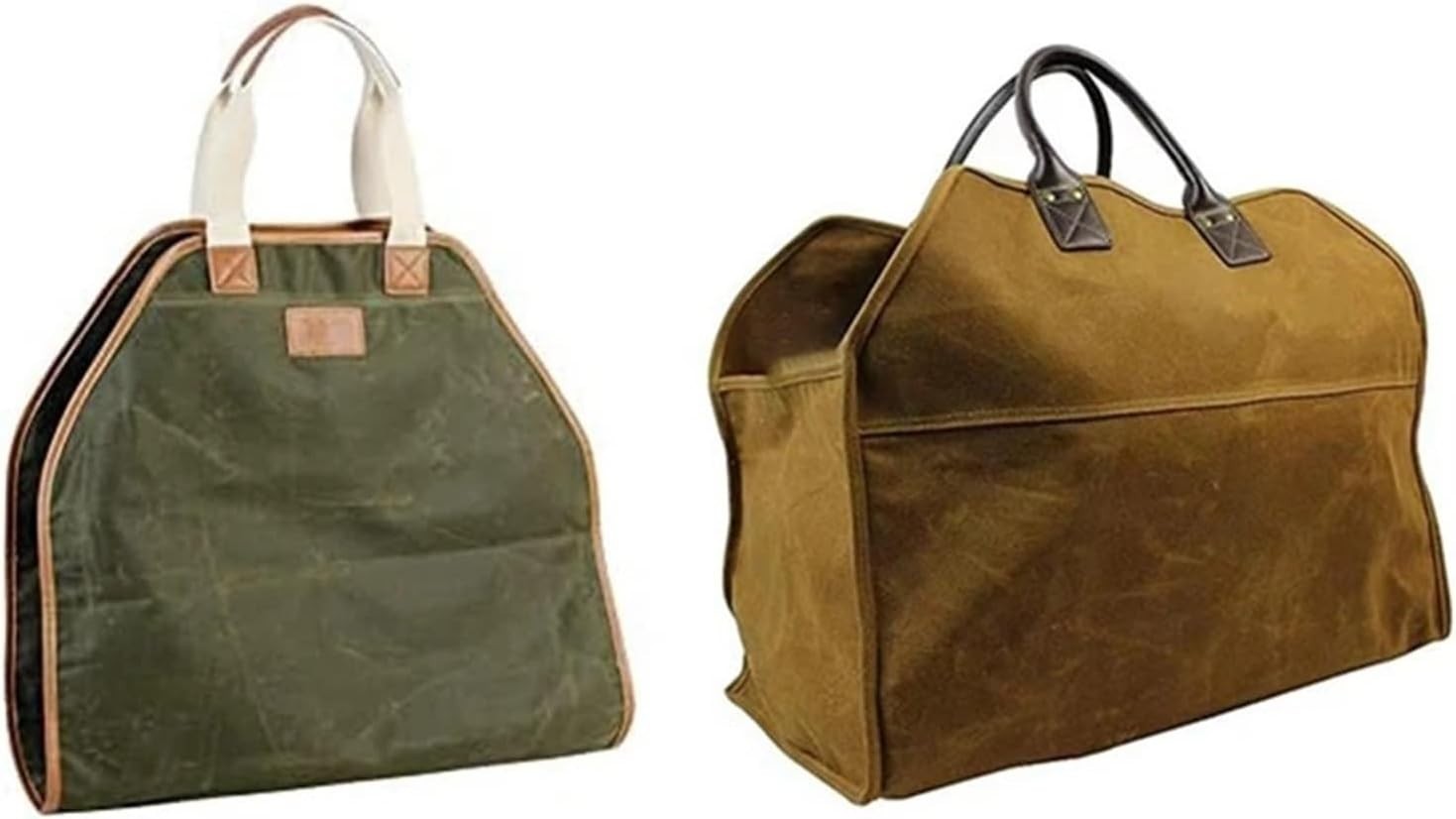 Large Canvas Firewood Carrier Tote Bag with Handles, Foldable & Durable - Kwikley