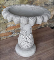 Large Cast Stone Bird Bath Feeder – Sunflower Design Garden Ornament Outdoor - Kwikley