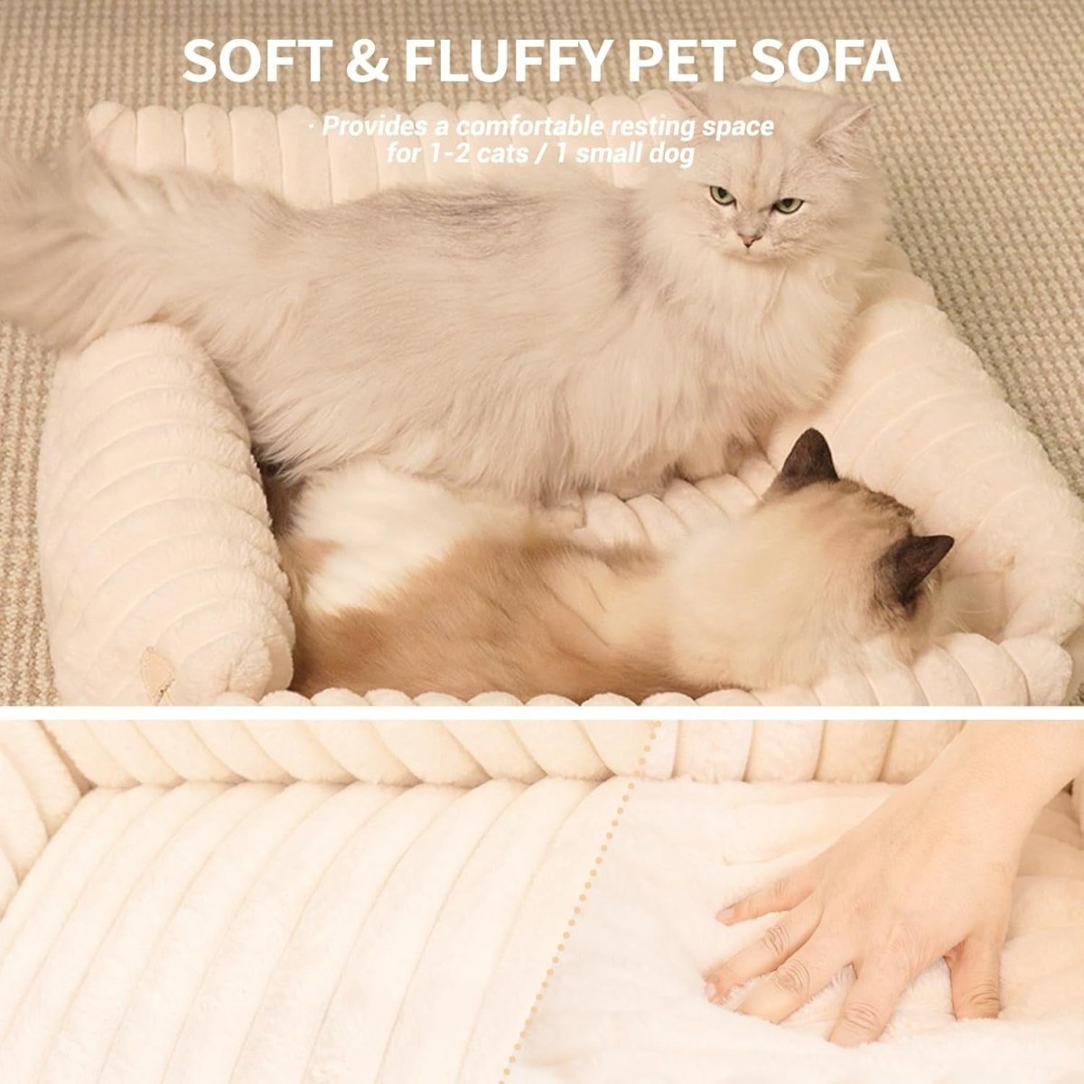 Large Cat Sofa Bed Extendable Fluffy Pet Couch Washable Cover Non Slip - Kwikley