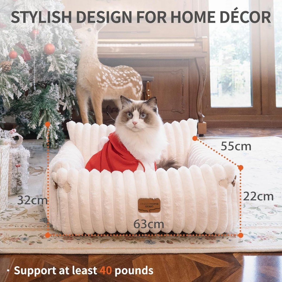 Large Cat Sofa Bed Extendable Fluffy Pet Couch Washable Cover Non Slip - Kwikley