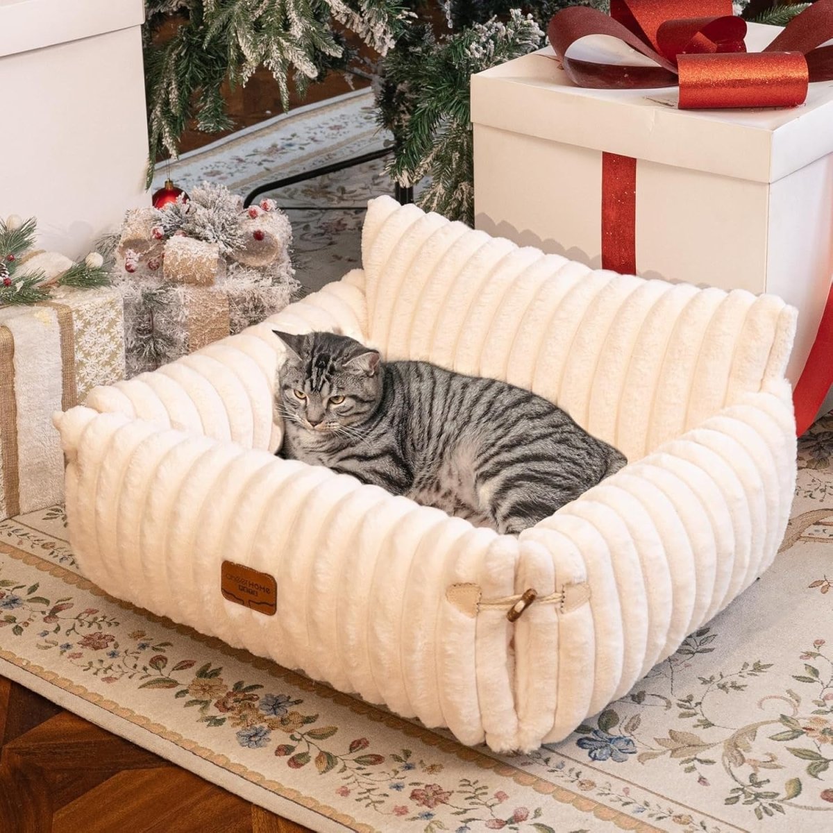 Large Cat Sofa Bed Extendable Fluffy Pet Couch Washable Cover Non Slip - Kwikley