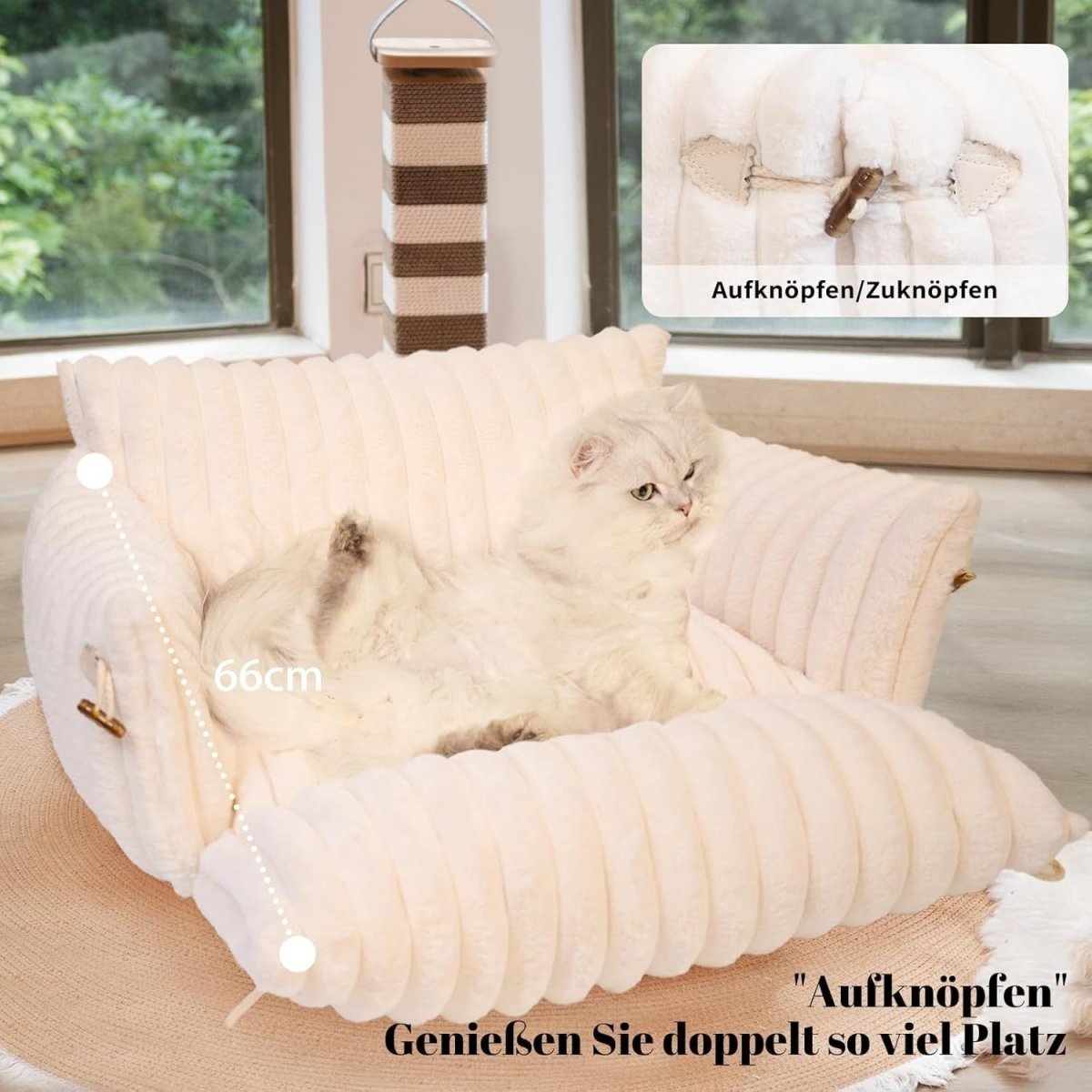 Large Cat Sofa Bed Extendable Fluffy Pet Couch Washable Cover Non Slip - Kwikley