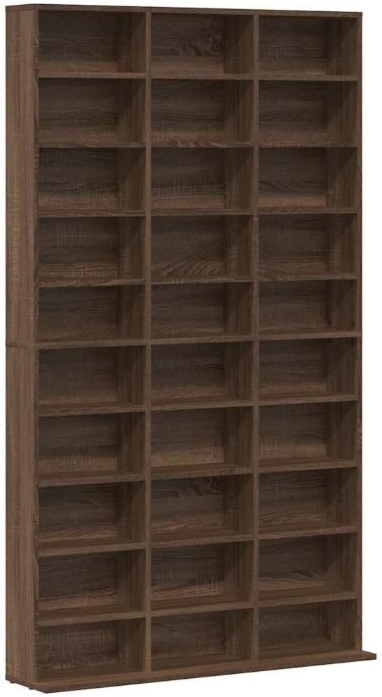 Large CD DVD Storage Cabinet Media Shelf Organizer Brown Oak 177.5cm - Kwikley