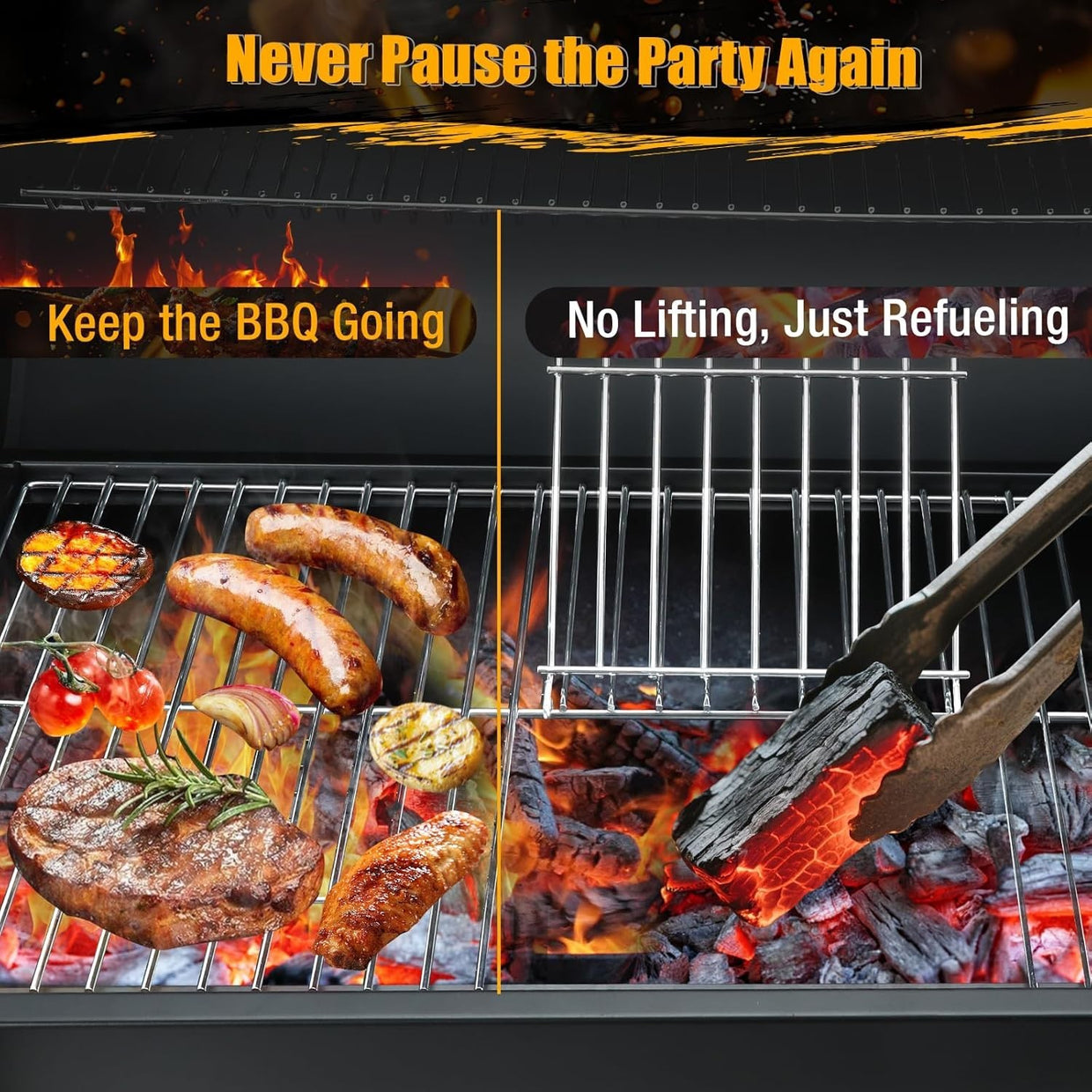 Large Charcoal BBQ Grill Outdoor Barrel Smoker | 4 Air Vents | Thermometer - Kwikley