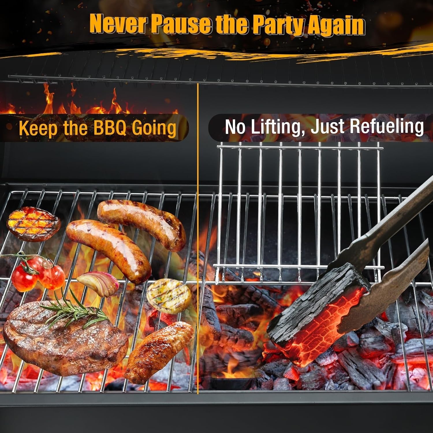Large Charcoal BBQ Grill Outdoor Barrel Smoker | 4 Air Vents | Thermometer - Kwikley