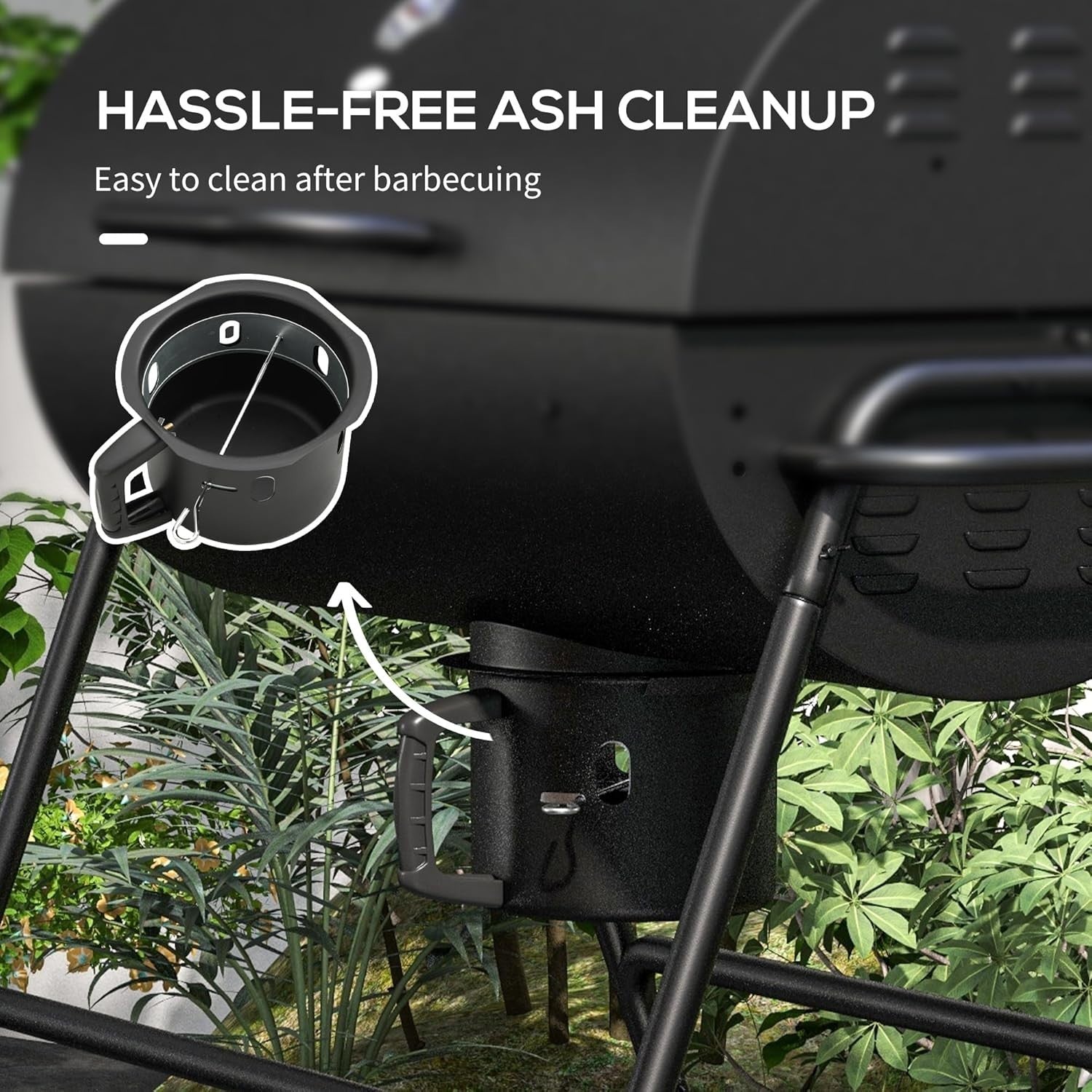 Large Charcoal BBQ Grill with Lid Thermometer, Warming Rack & Wheels Outdoor - Kwikley