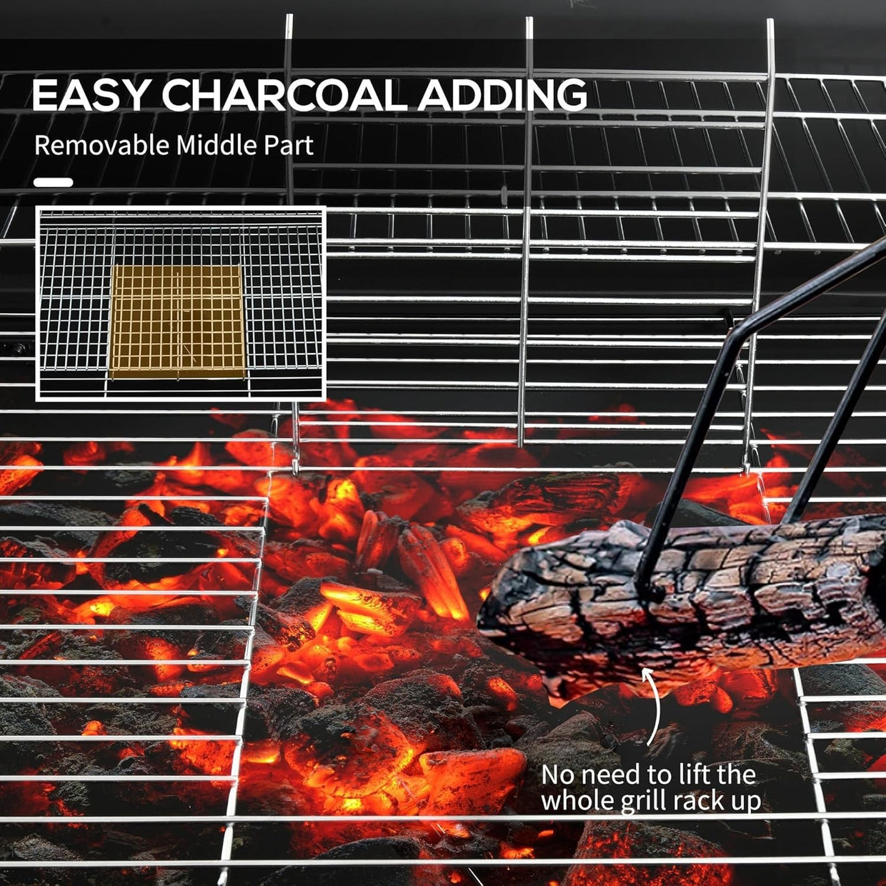 Large Charcoal BBQ Grill with Lid Thermometer, Warming Rack & Wheels Outdoor - Kwikley