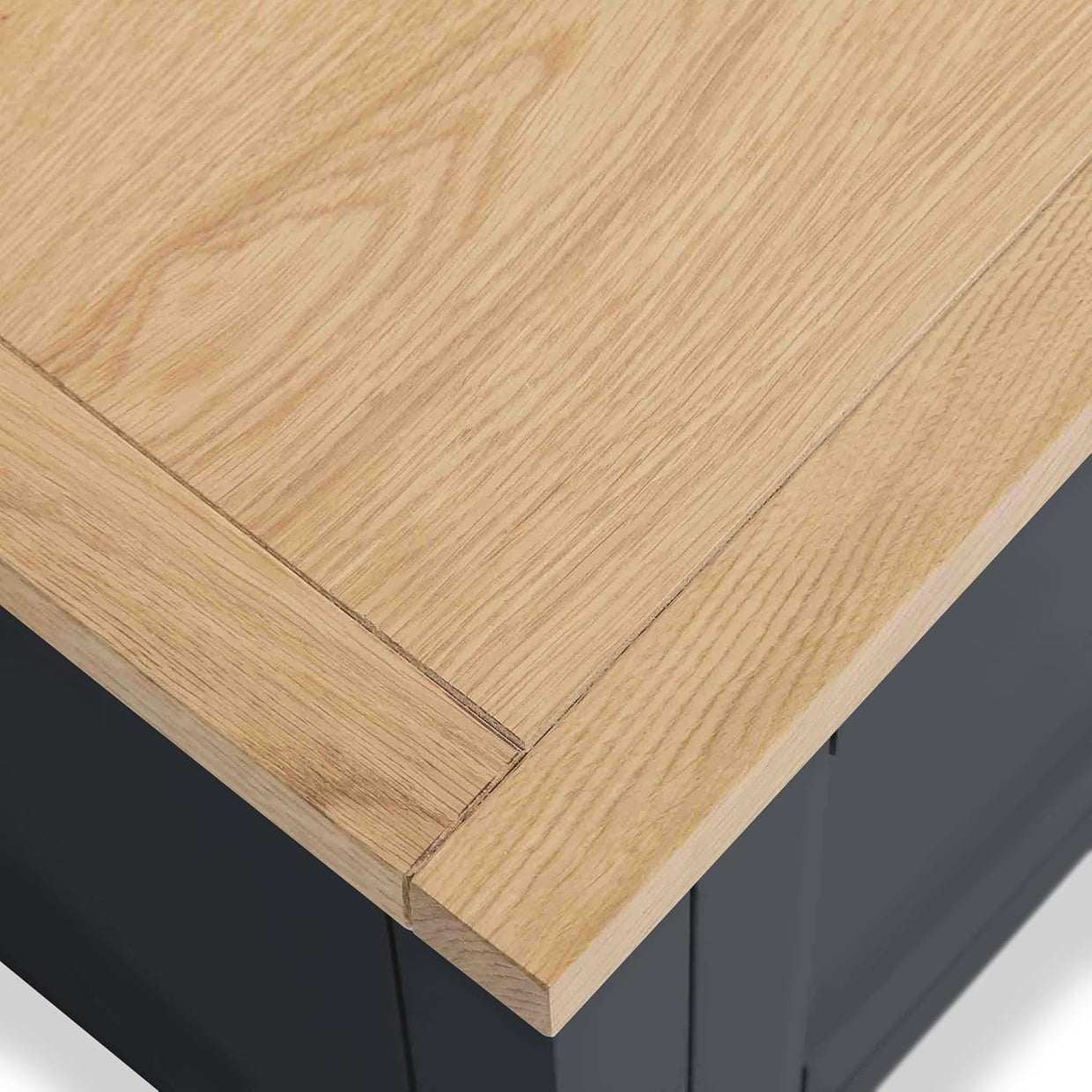 Large Charcoal Grey Chest of Drawers 6 Spacious Wooden Drawers Oak Top 78x120cm - Kwikley