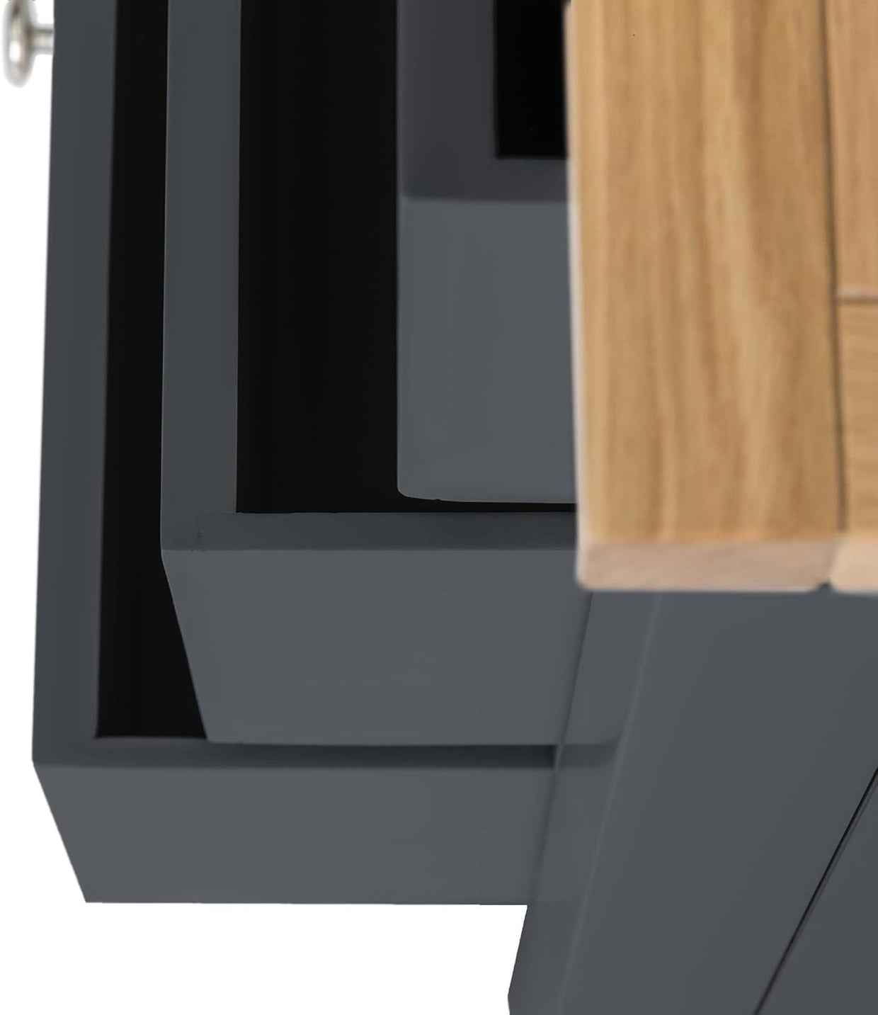 Large Charcoal Grey Chest of Drawers 6 Spacious Wooden Drawers Oak Top 78x120cm - Kwikley