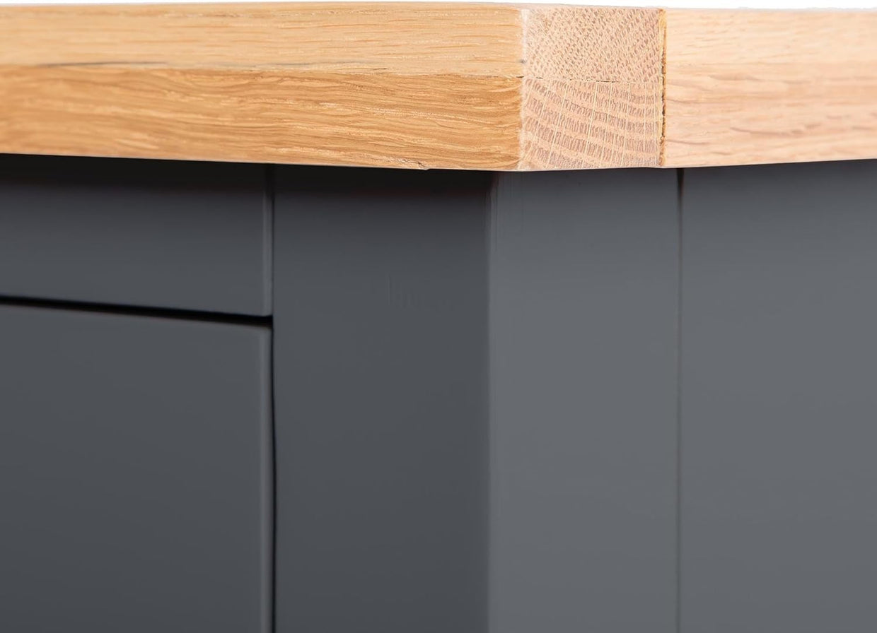 Large Charcoal Grey Chest of Drawers 6 Spacious Wooden Drawers Oak Top 78x120cm - Kwikley