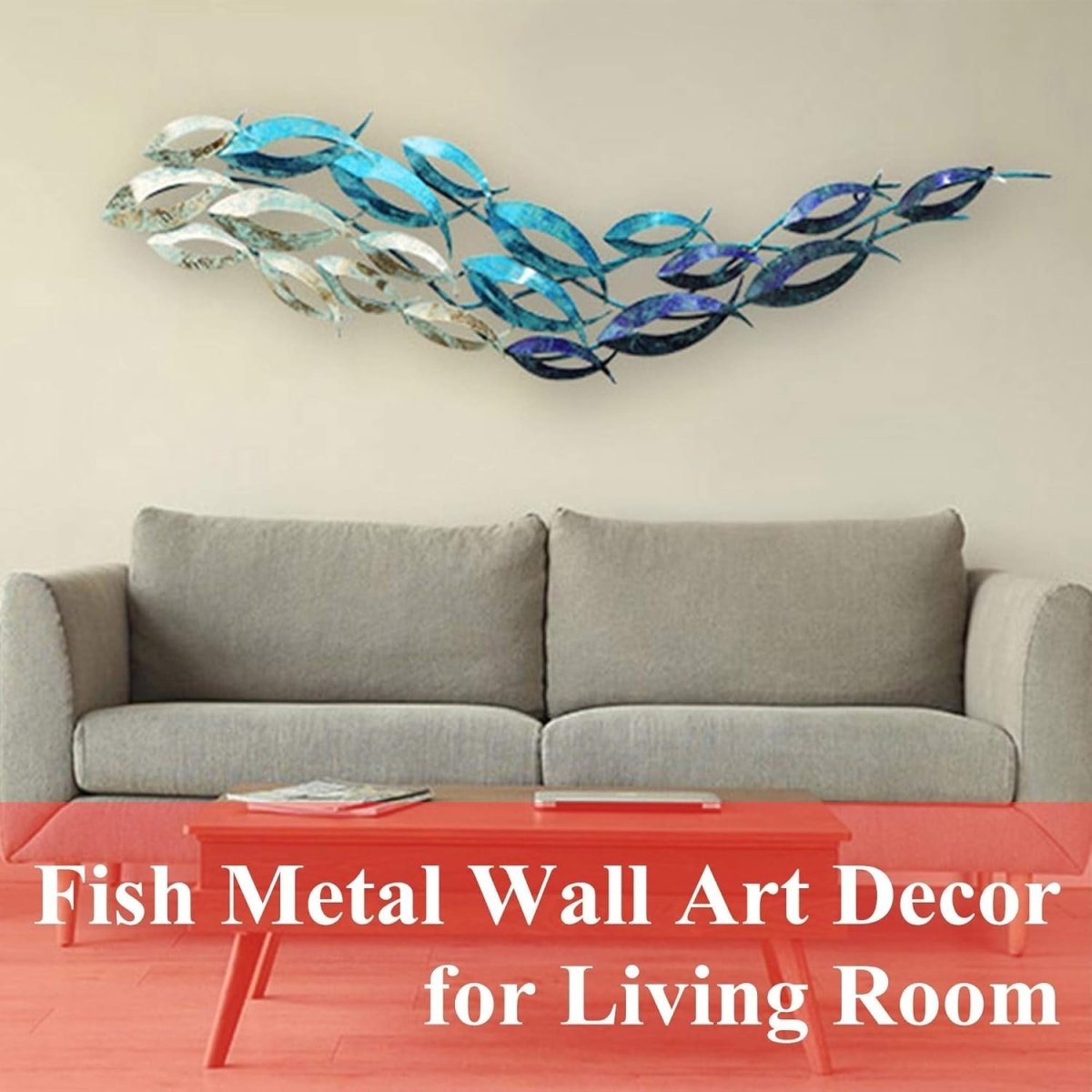 Large Coastal Metal Fish Wall Art 3D Ocean Sculpture 120x30cm - Kwikley