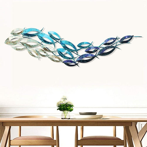 Large Coastal Metal Fish Wall Art 3D Ocean Sculpture 120x30cm - Kwikley