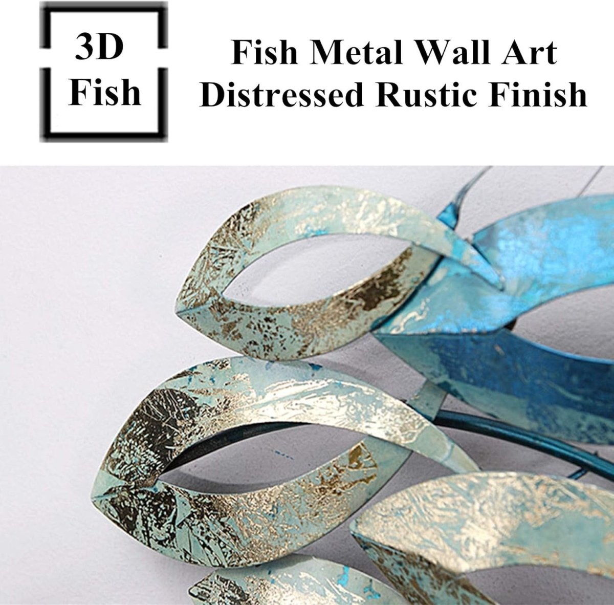Large Coastal Metal Fish Wall Art 3D Ocean Sculpture 120x30cm - Kwikley