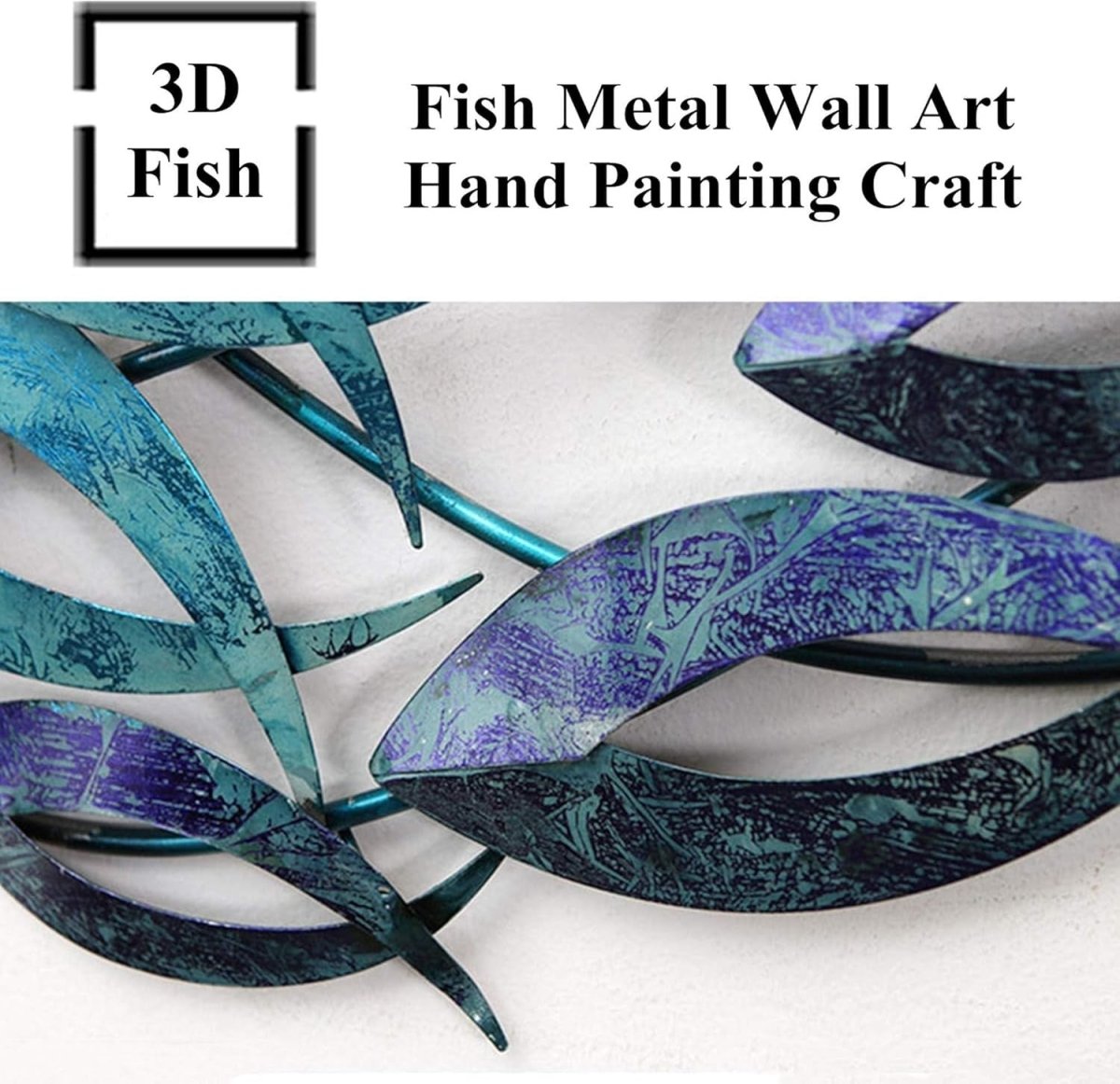Large Coastal Metal Fish Wall Art 3D Ocean Sculpture 120x30cm - Kwikley