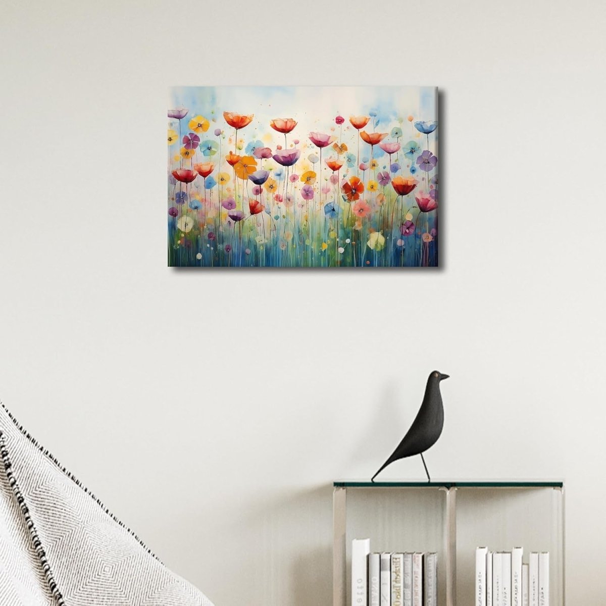 Large Colourful Floral Canvas Wall Art 36x24in Framed - Kwikley