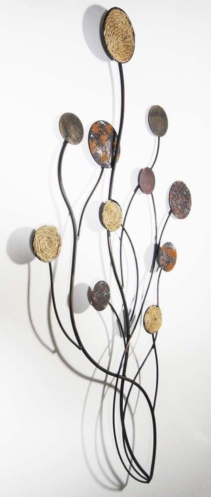 Large Contemporary Metal Wall Art Sculpture Rustic Leaf Design 84x43cm - Kwikley