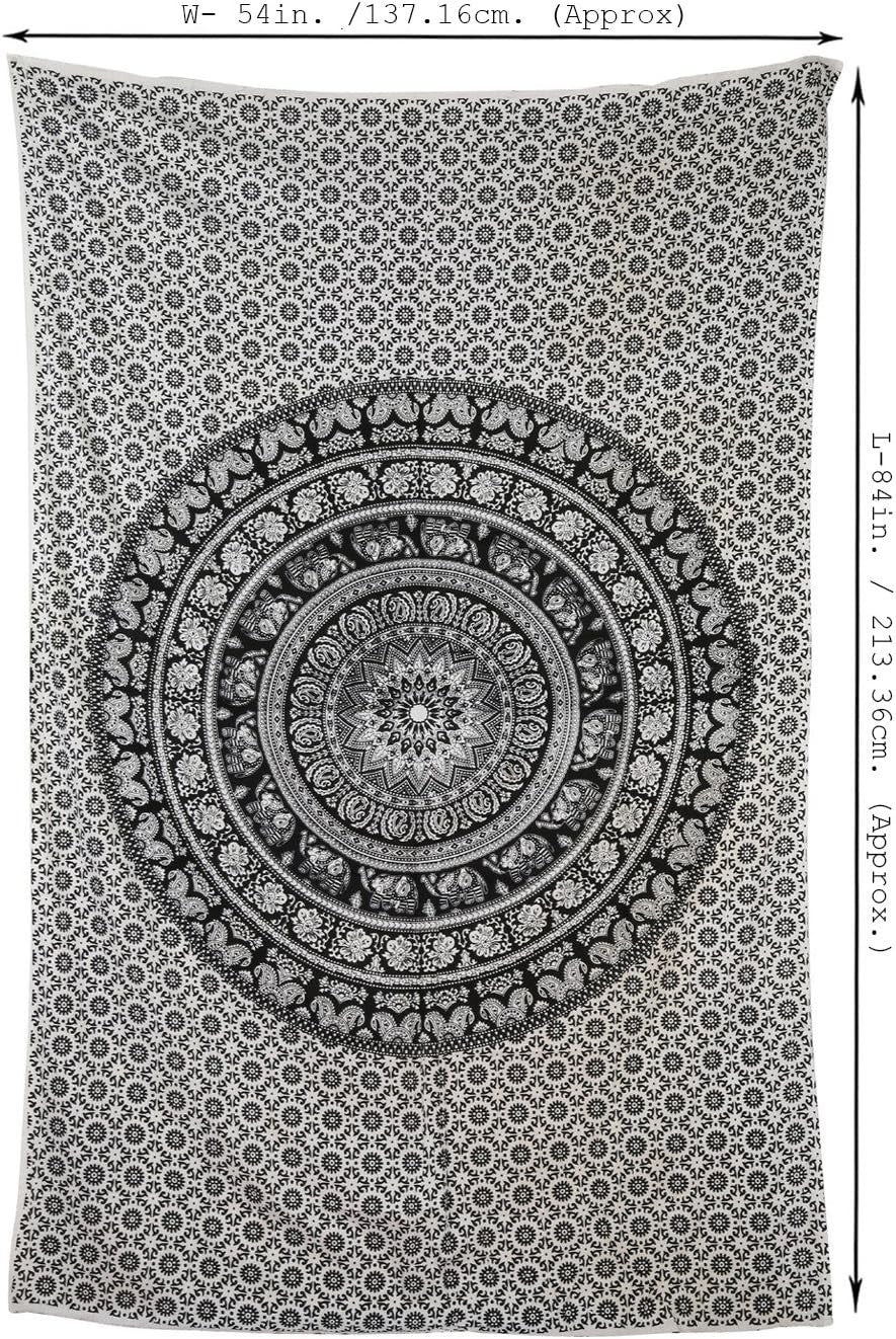 Large Cotton Elephant Mandala Wall Tapestry Boho Bedspread - Kwikley