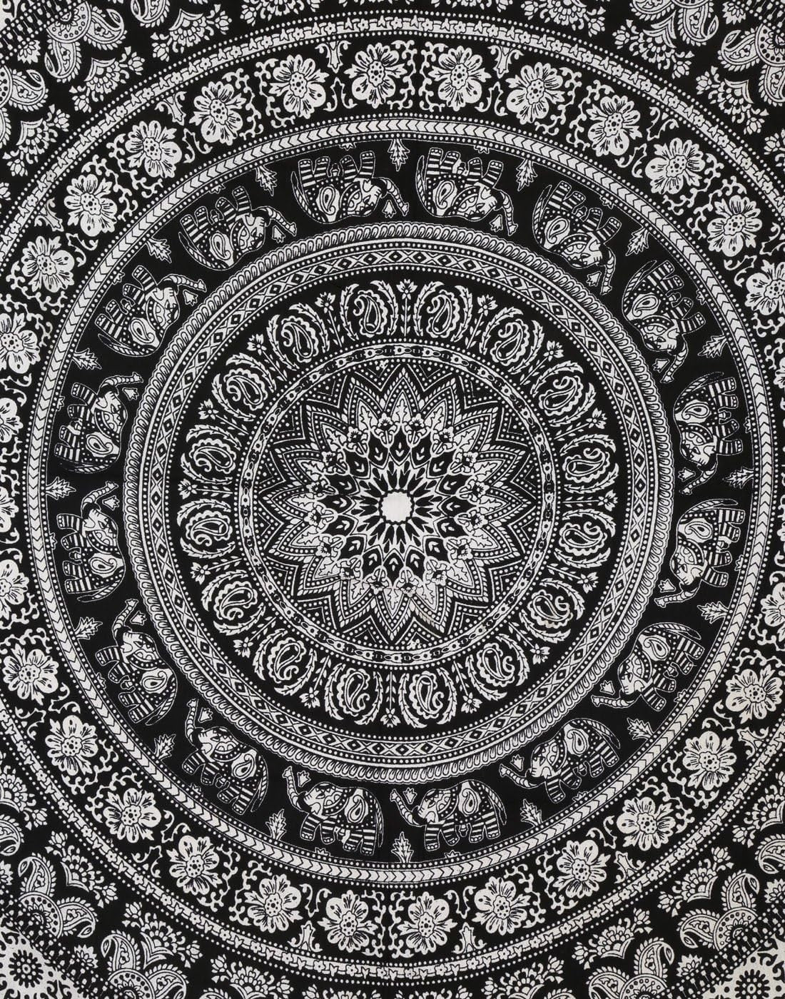 Large Cotton Elephant Mandala Wall Tapestry Boho Bedspread - Kwikley