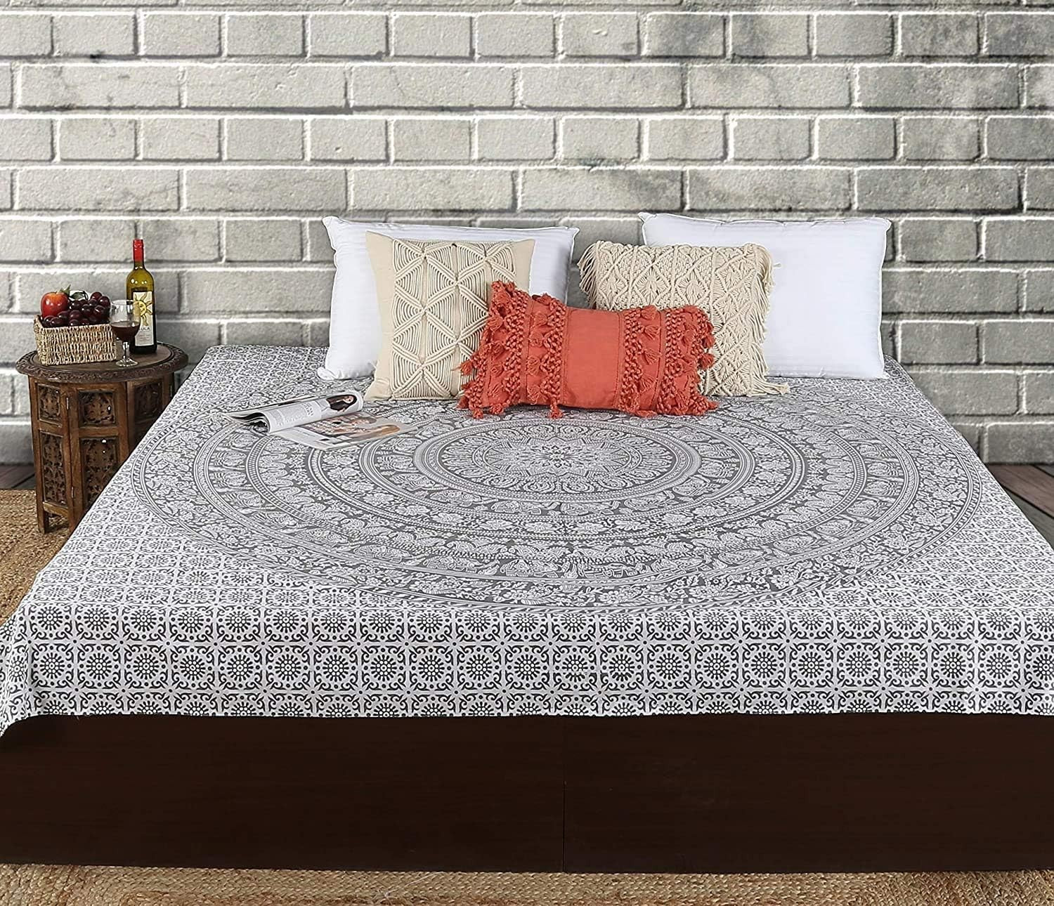 Large Cotton Elephant Mandala Wall Tapestry Boho Bedspread 84x54 - Kwikley