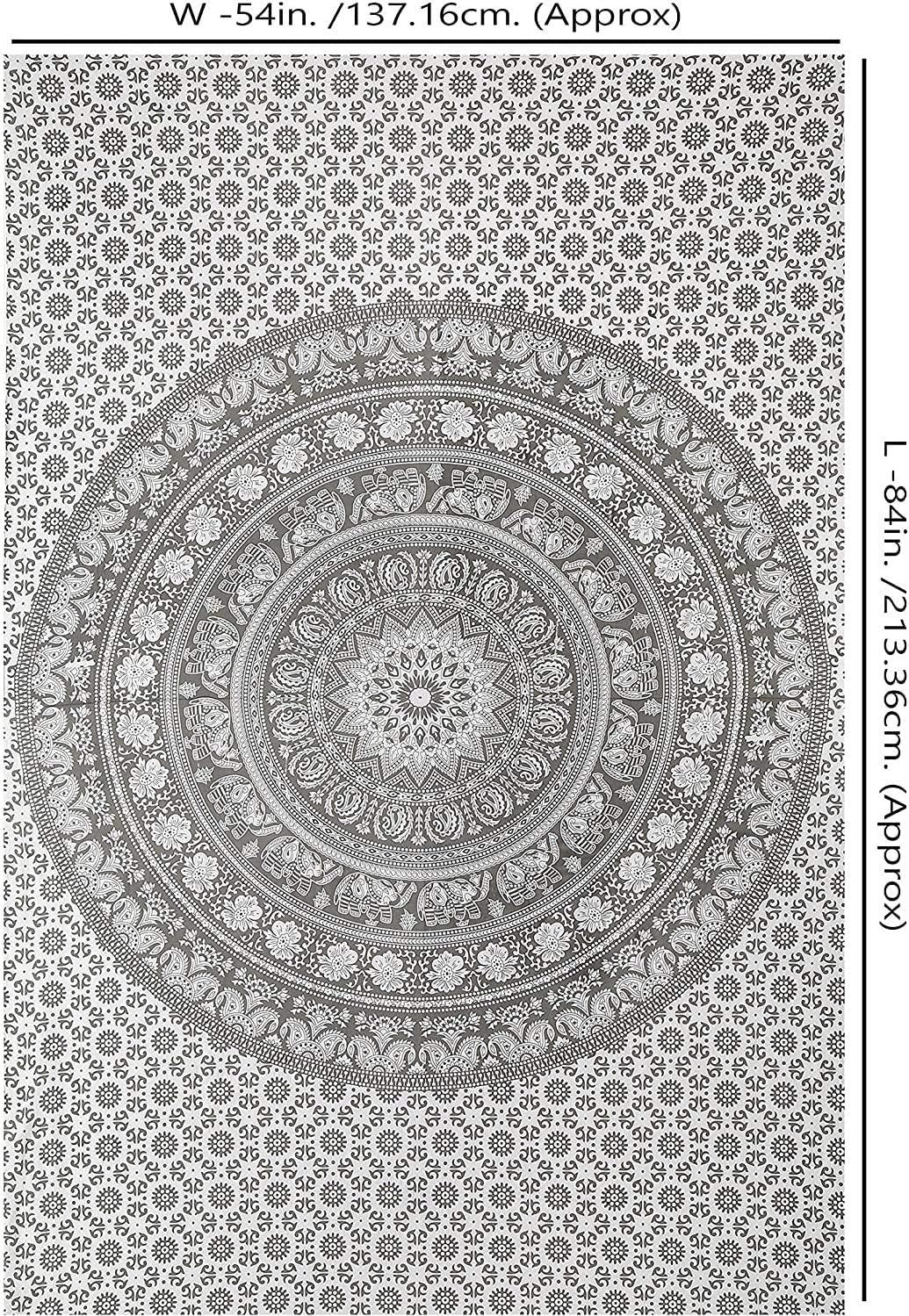 Large Cotton Elephant Mandala Wall Tapestry Boho Bedspread 84x54 - Kwikley