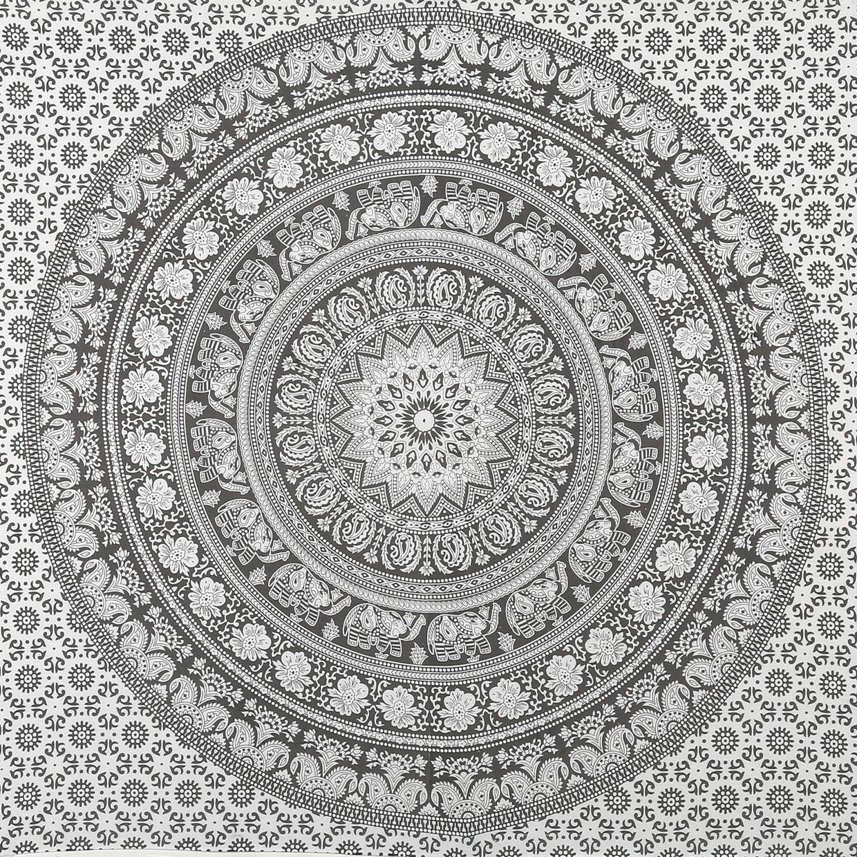 Large Cotton Elephant Mandala Wall Tapestry Boho Bedspread 84x54 - Kwikley